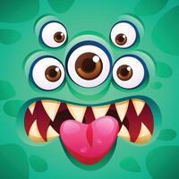 Funny monster showing tongue cartoon character face expression illustration vector