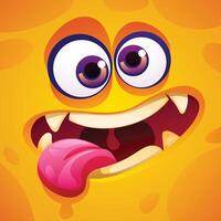 Cartoon funny monster showing tongue character face expression illustration vector