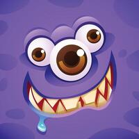 Happy monster with three eyes cartoon character face expression illustration vector