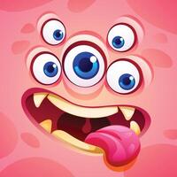 Funny monster showing tongue face expression cartoon character illustration vector