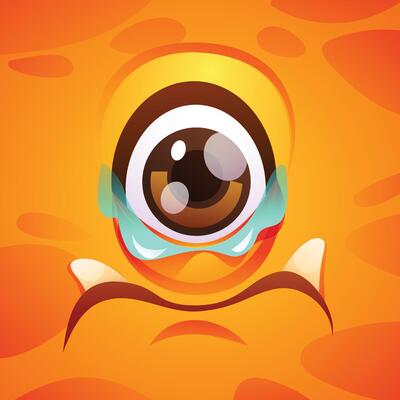 Sad monster character face expression. Cartoon illustration
