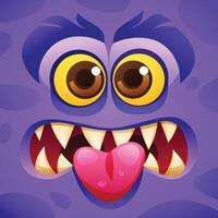 Funny monster showing tongue character face expression. Cartoon illustration vector