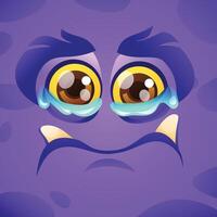 Monster crying character face expression. Cartoon illustration vector