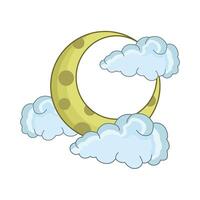 ilustración de Luna y nube vector