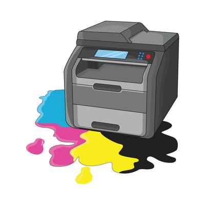 illustration of printer and ink