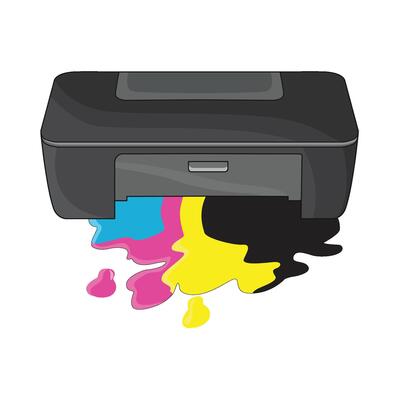illustration of printer and ink