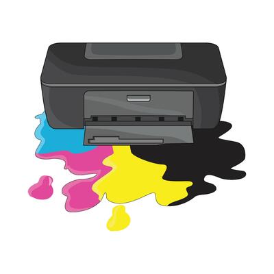illustration of printer and ink