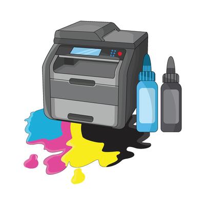 illustration of printer and ink