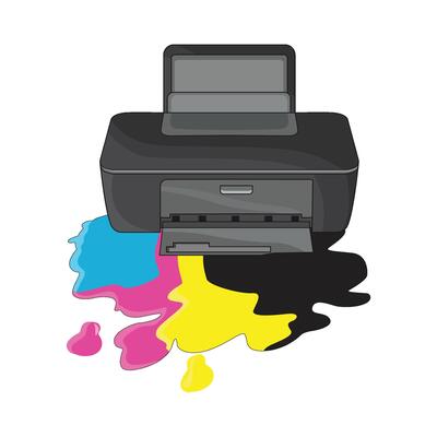 illustration of printer and ink