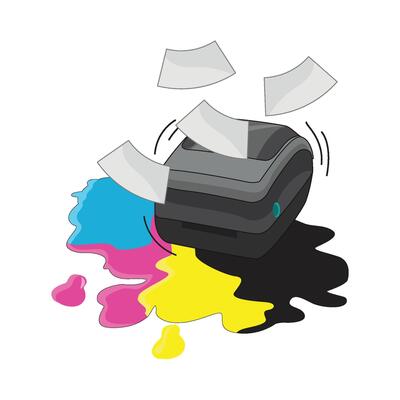 illustration of leaking printer