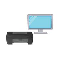 illustration of computer with printer vector