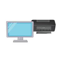 illustration of computer with printer vector