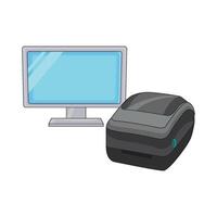 illustration of computer with printer vector