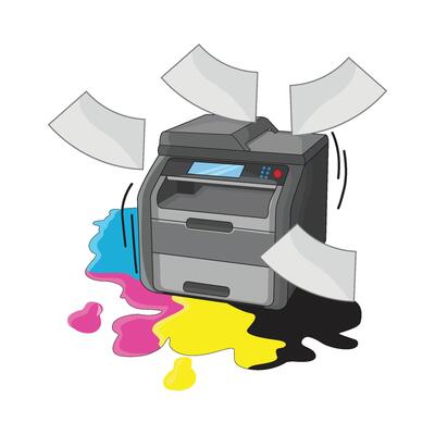 illustration of leaking printer