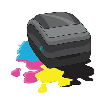 illustration of printer and ink