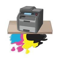 ilustración de impresora y tinta vector