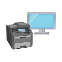 ilustración de computadora con impresora vector