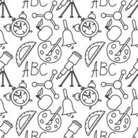 Seamless school pattern. Hand drawn doodle school background. Education illustration vector