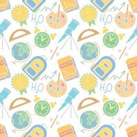 Seamless school pattern. Hand drawn doodle school background. Education illustration vector