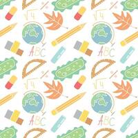 Seamless school pattern. Hand drawn doodle school background. Education illustration vector