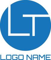 LT initial letter logo with circle vector