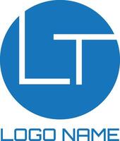 LT initial letter logo with circle vector