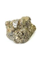 Pyrite, Brazilian gemstone on white background, known as fool's gold photo