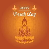 Flat vesak day illustration festival celebration and vesak day Banner vector