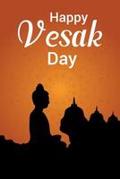 Flat vesak day illustration festival celebration and vesak day Banner vector