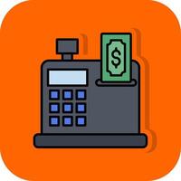 Cash Register Filled Orange background Icon vector