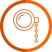 monóculo línea naranja circulo icono vector