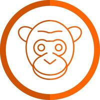 Gorilla Line Orange Circle Icon vector