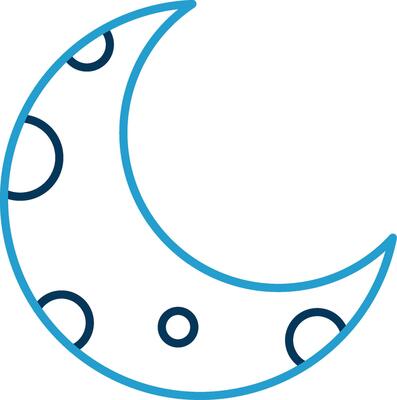 Half Moon Line Blue Two Color Icon