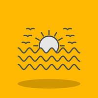 puesta de sol lleno sombra icono vector