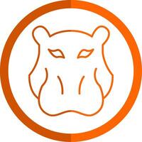 Hippopotamus Line Orange Circle Icon vector