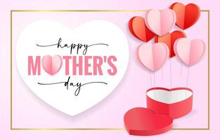 Happy Mother's Day greeting card design with 3D elements vector