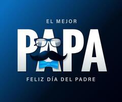 El mejor Papa, Happy Father's Day Spanish banner with 3D graphic elements vector