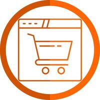 Online Store Line Orange Circle Icon vector