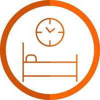 cama hora línea naranja circulo icono vector