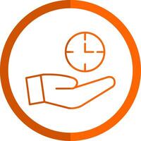 Save Time Line Orange Circle Icon vector