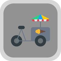 Ice Cream Cart Flat Round Corner Icon vector