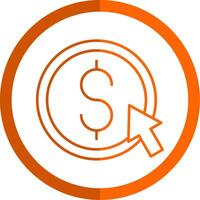 Cost Per Click Line Orange Circle Icon vector