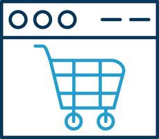 compras carro línea azul dos color icono vector