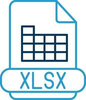 xlsx línea azul dos color icono vector