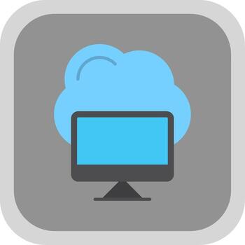 Cloud Computing Flat Round Corner Icon vector