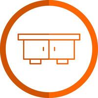 televisión mesa línea naranja circulo icono vector