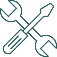 Cross Wrench Line Gradient Round Corner Icon vector