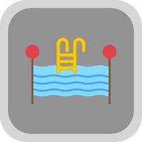 Swimming Pool Flat Round Corner Icon vector