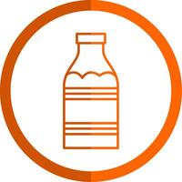 Leche botella línea naranja circulo icono vector