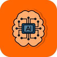 Artificial Intelligence Filled Orange background Icon vector